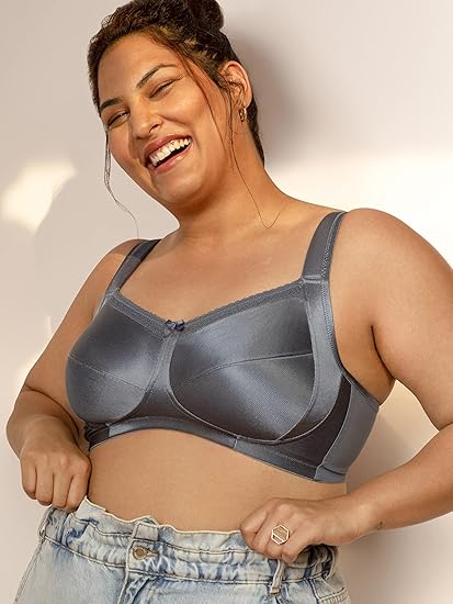 NYKD Everyday Cotton Minimiser Bra for Women Seamless, Non-Padded, Wireless, Full Coverage Support for Heavy Bust – NYB042, Light Blue, 40C